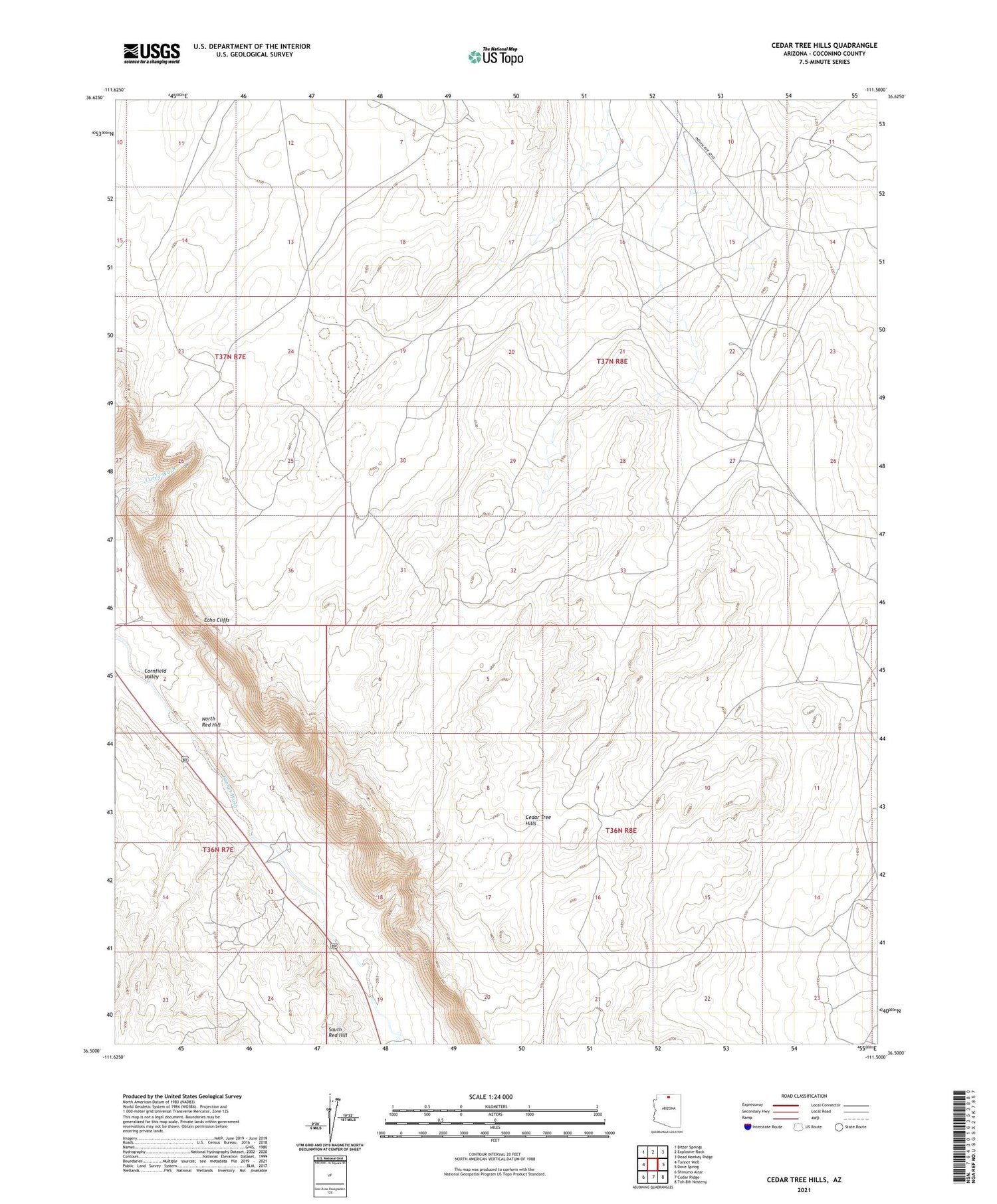 Cedar Tree Hills Arizona US Topo Map Image