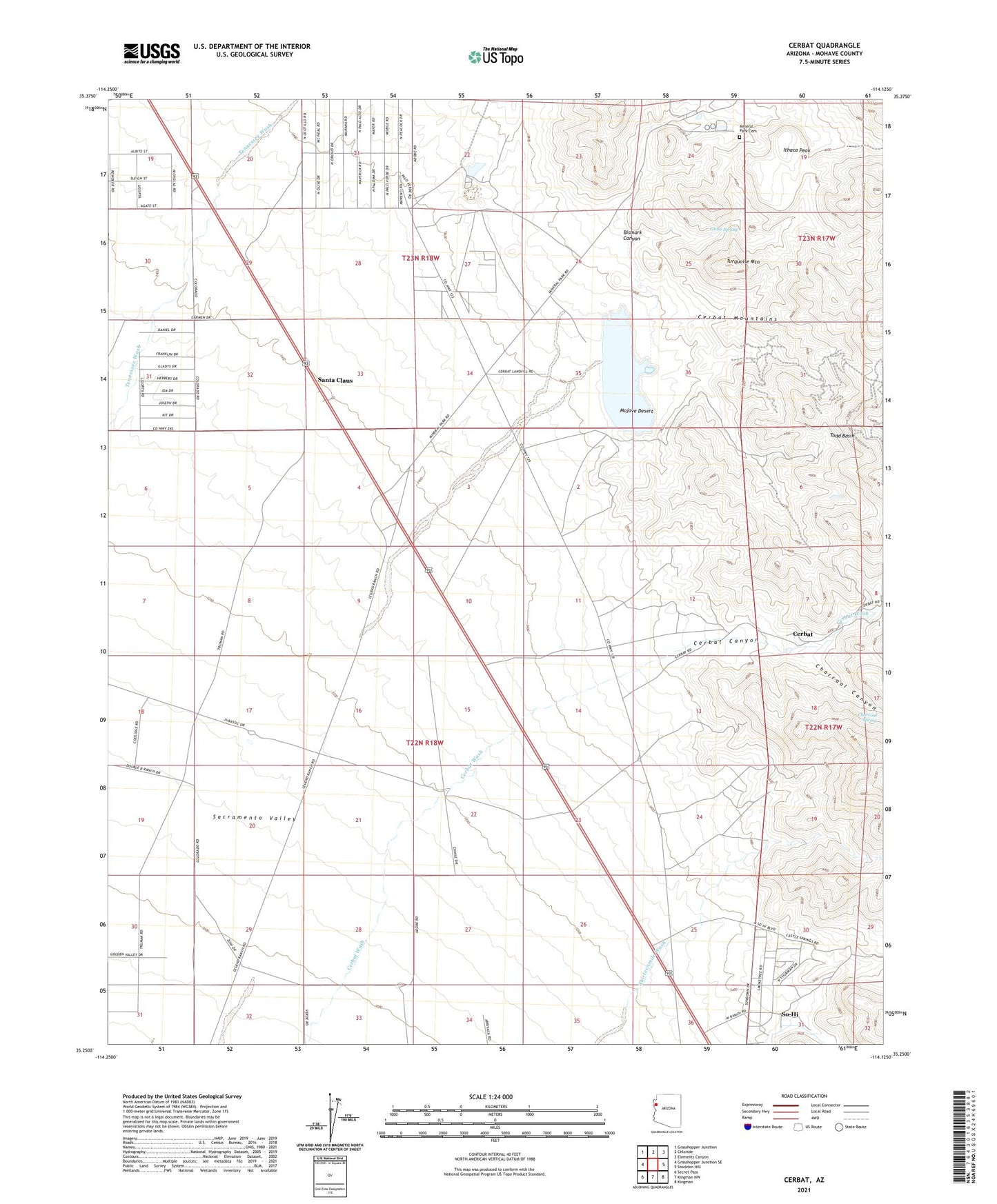 Cerbat Arizona US Topo Map Image