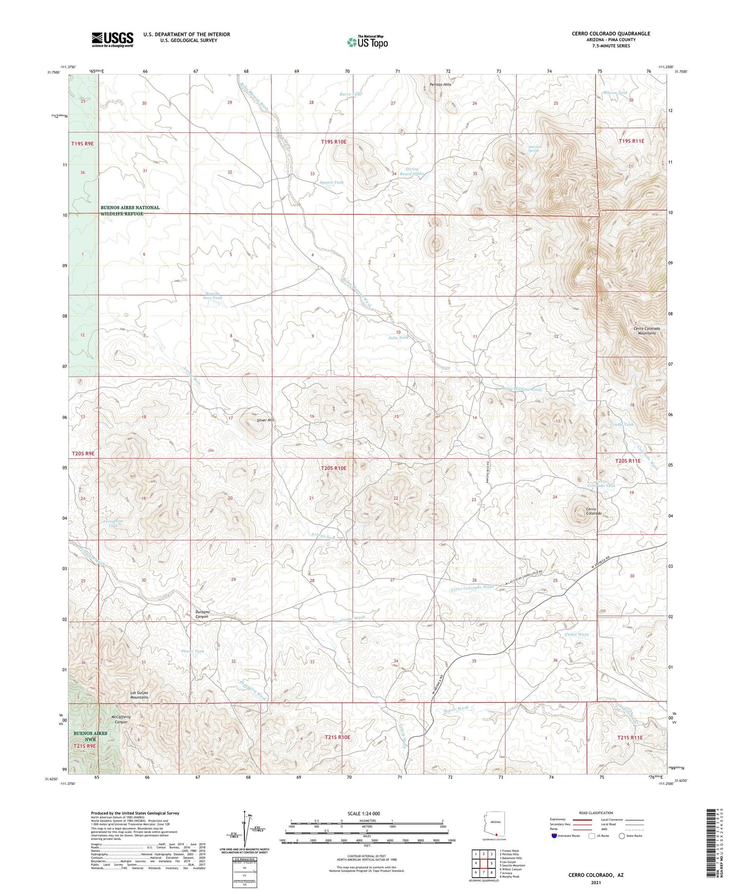Cerro Colorado Arizona US Topo Map Image