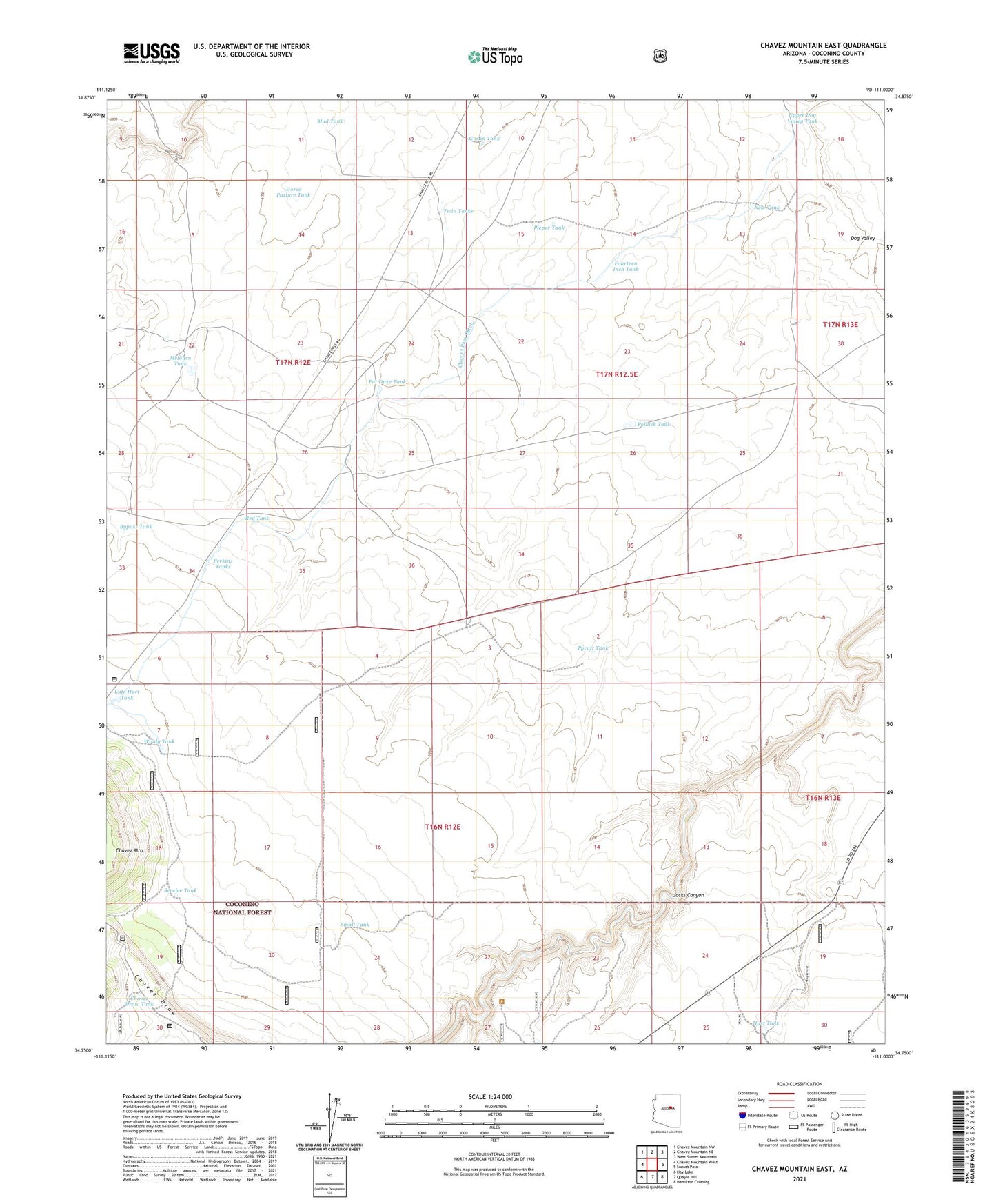 Chavez Mountain East Arizona US Topo Map Image