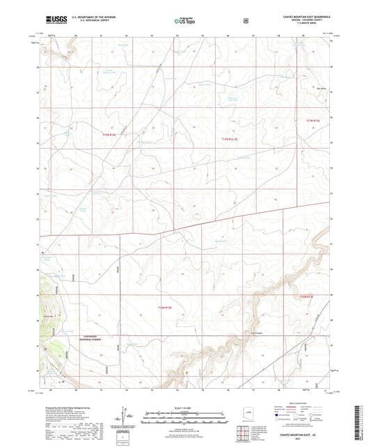 Chavez Mountain East Arizona US Topo Map Image