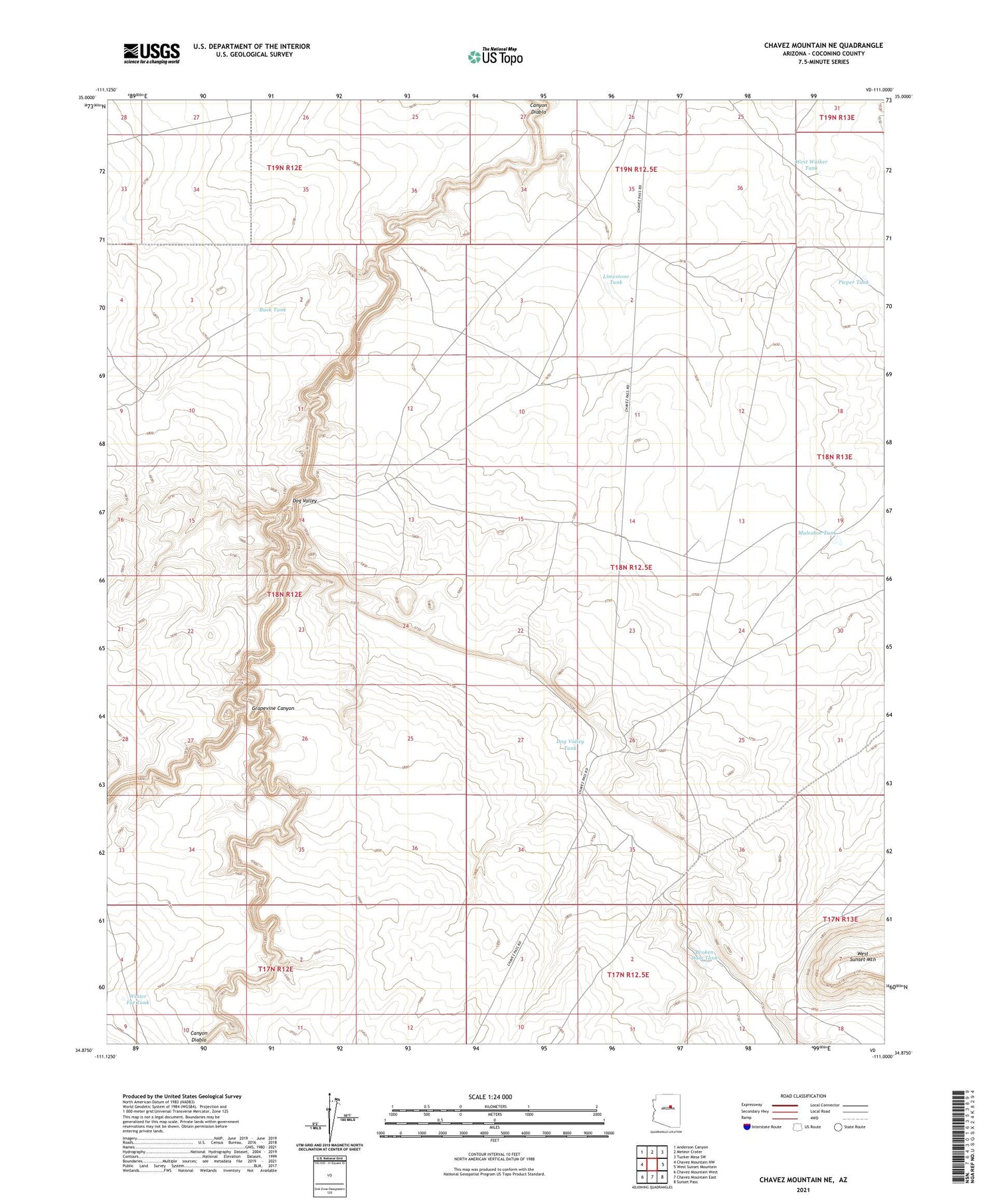 Chavez Mountain NE Arizona US Topo Map Image