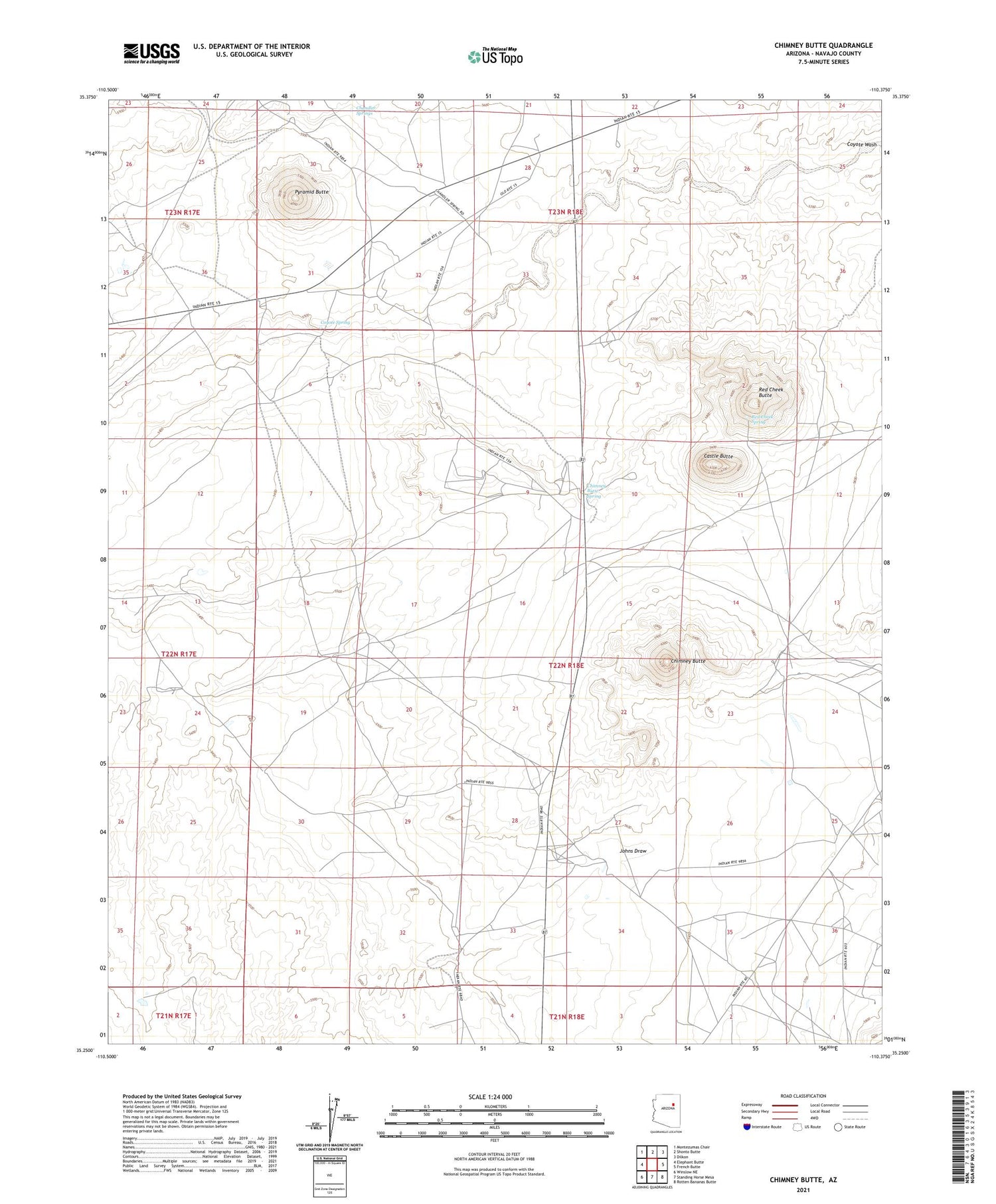 Chimney Butte Arizona US Topo Map Image