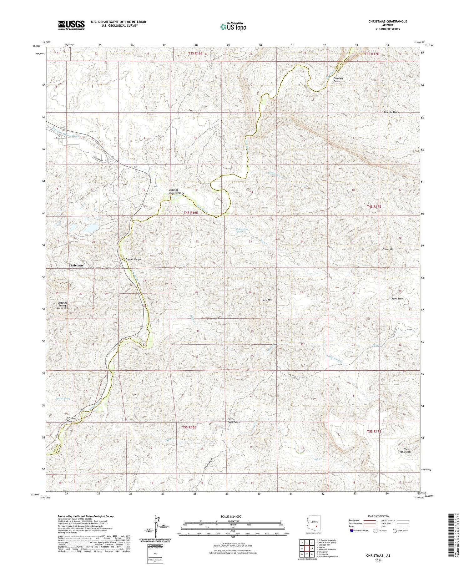 Christmas Arizona US Topo Map Image