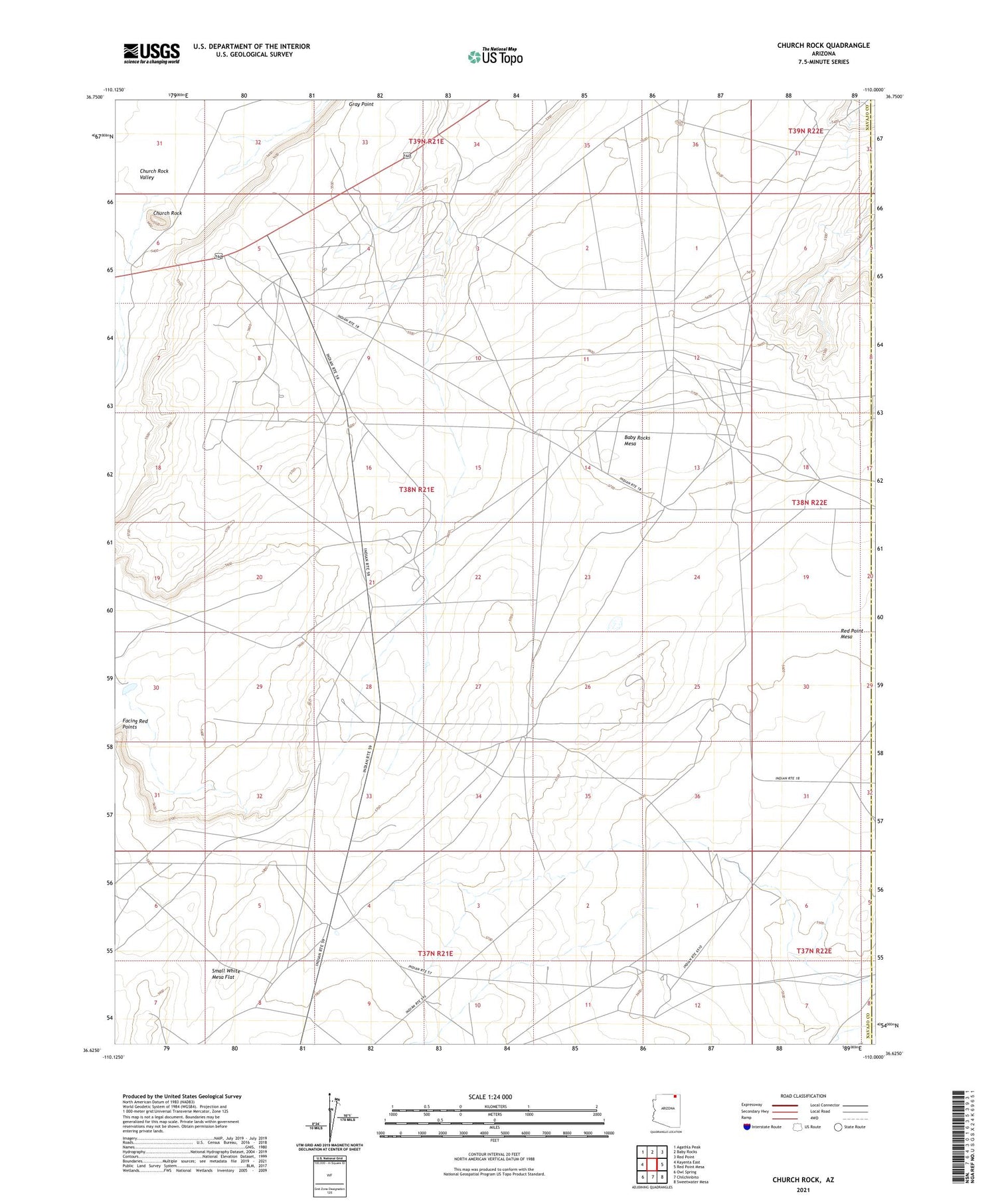Church Rock Arizona US Topo Map Image