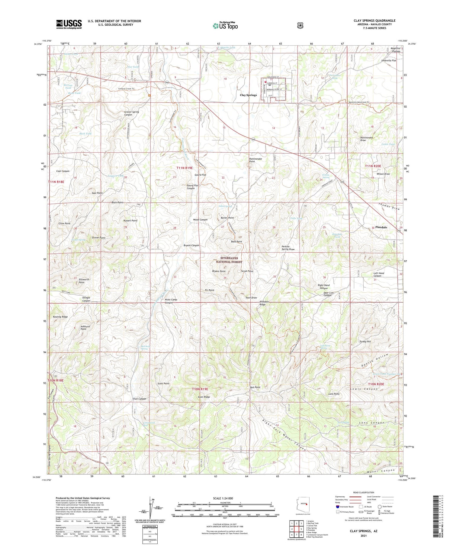 Clay Springs Arizona US Topo Map Image