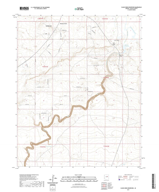 Clear Creek Reservoir Arizona US Topo Map Image