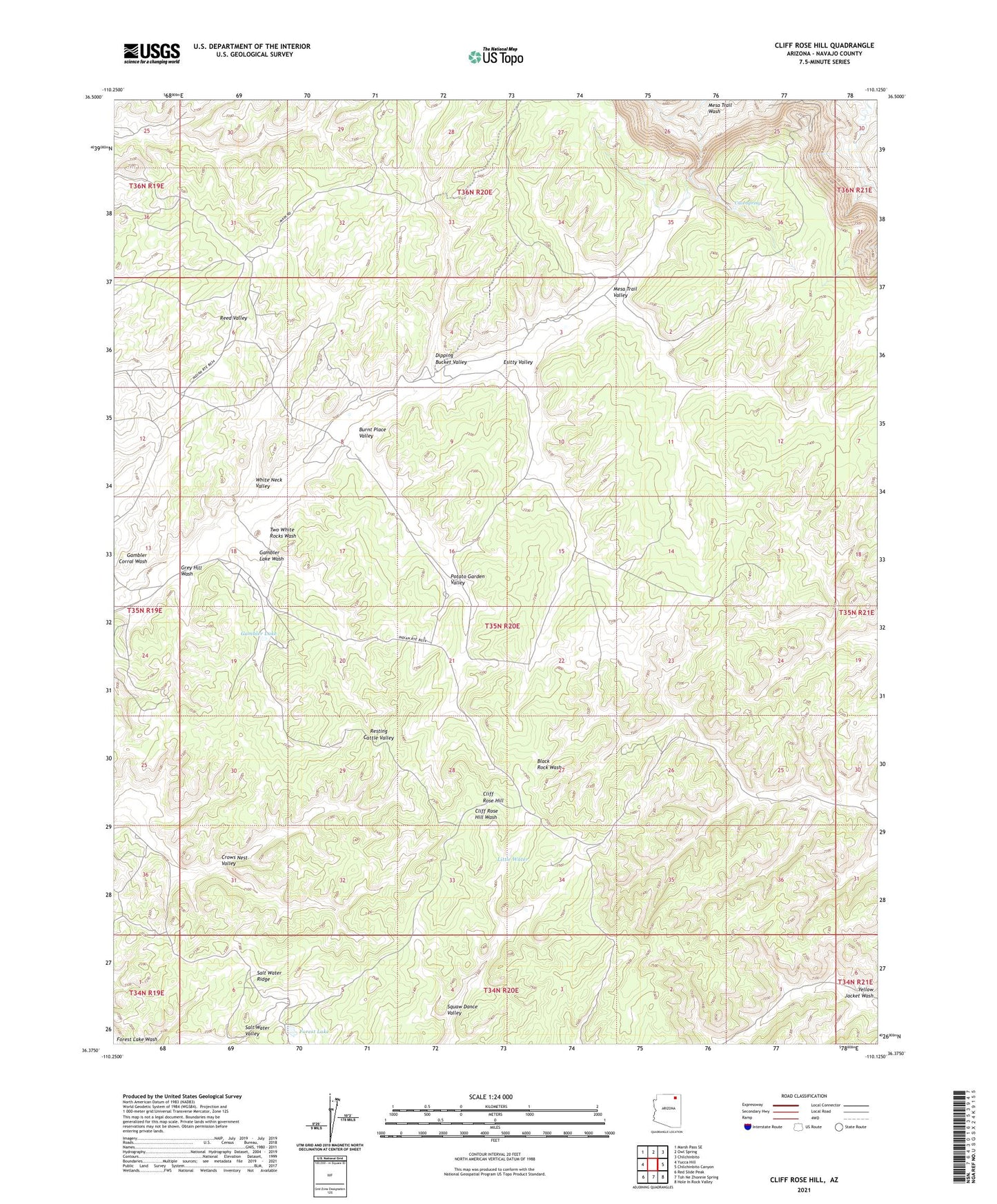 Cliff Rose Hill Arizona US Topo Map Image