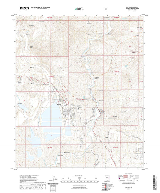 Clifton Arizona US Topo Map Image