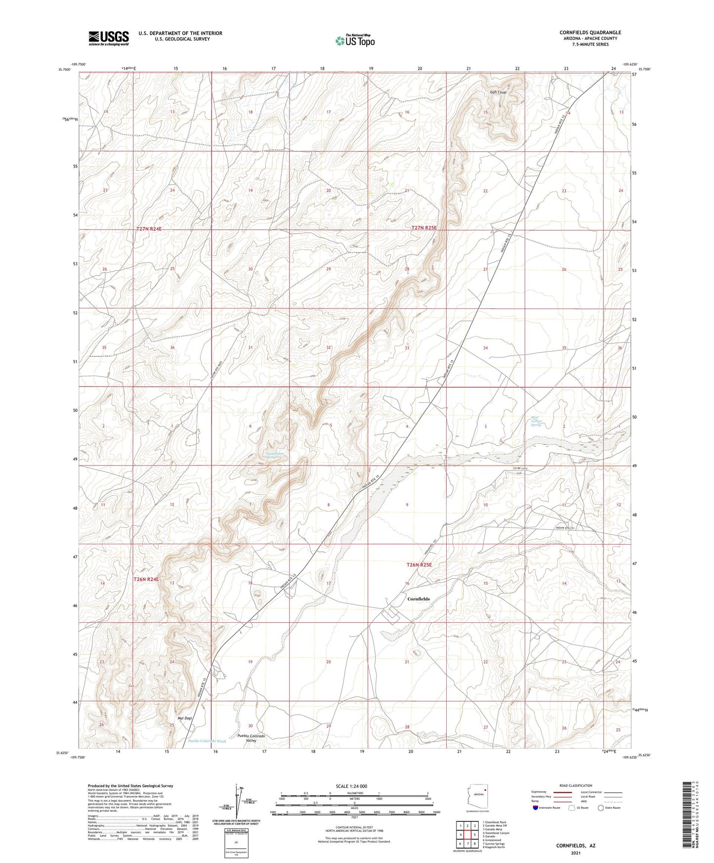 Cornfields Arizona US Topo Map Image