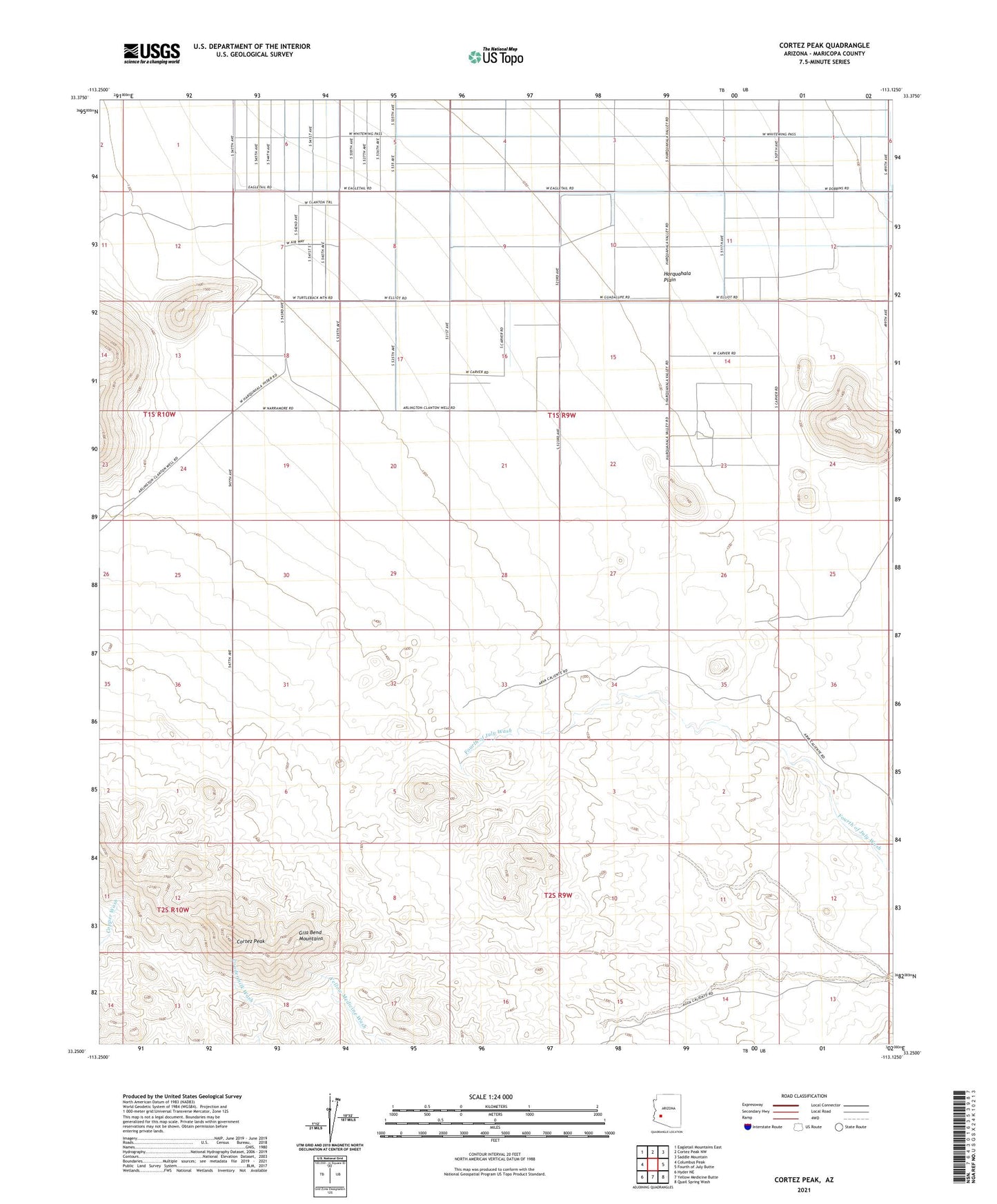 Cortez Peak Arizona US Topo Map Image