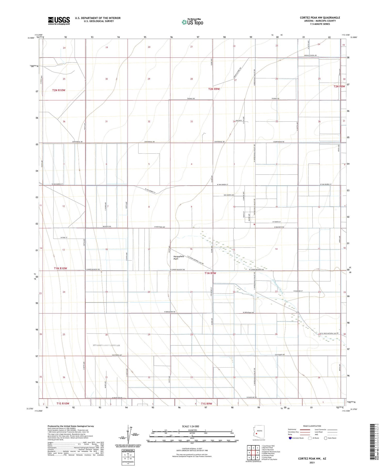 Cortez Peak NW Arizona US Topo Map Image