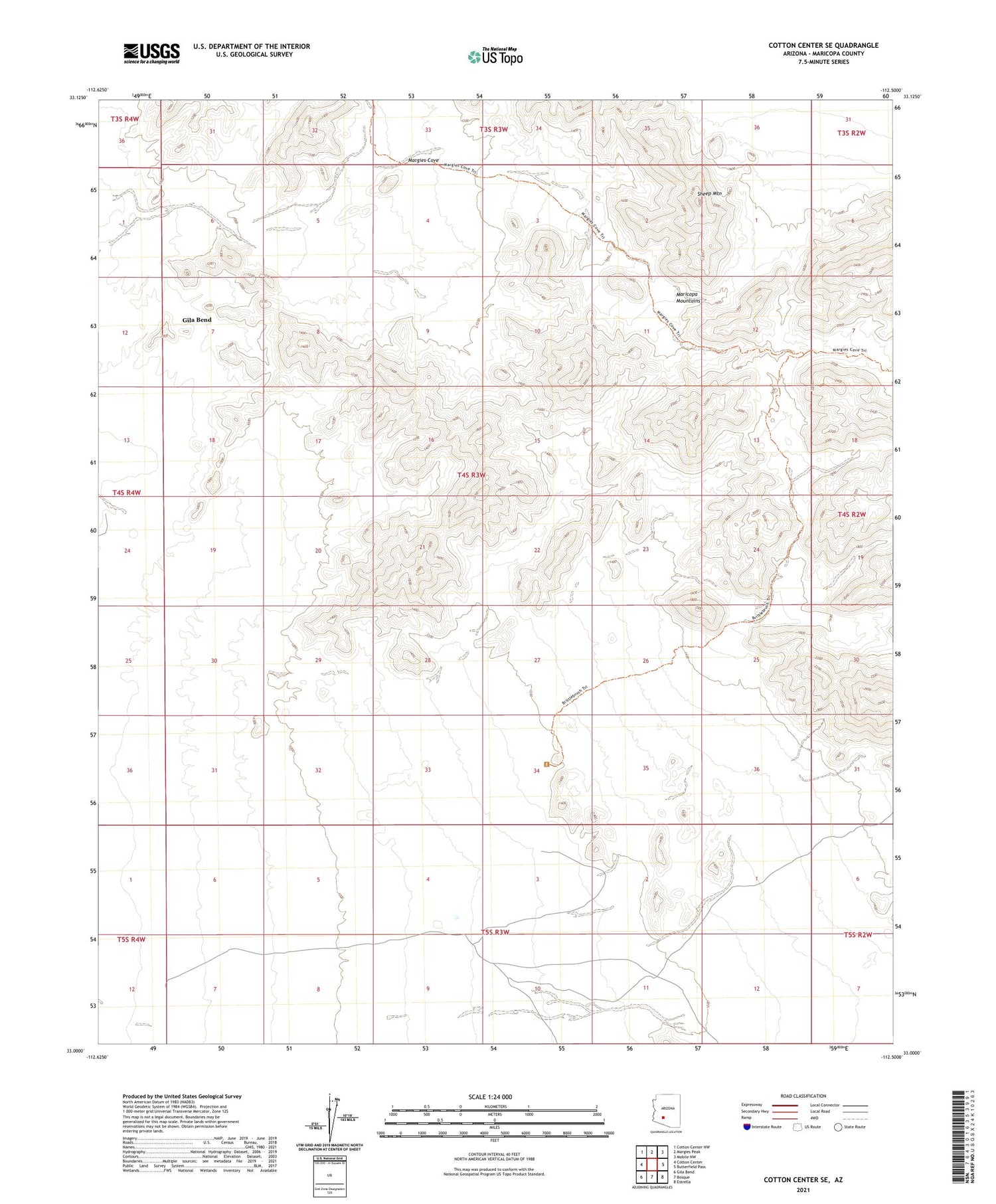 Cotton Center SE Arizona US Topo Map Image