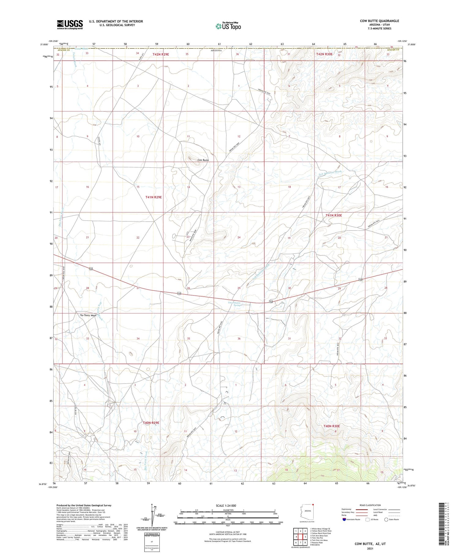 Cow Butte Arizona US Topo Map Image