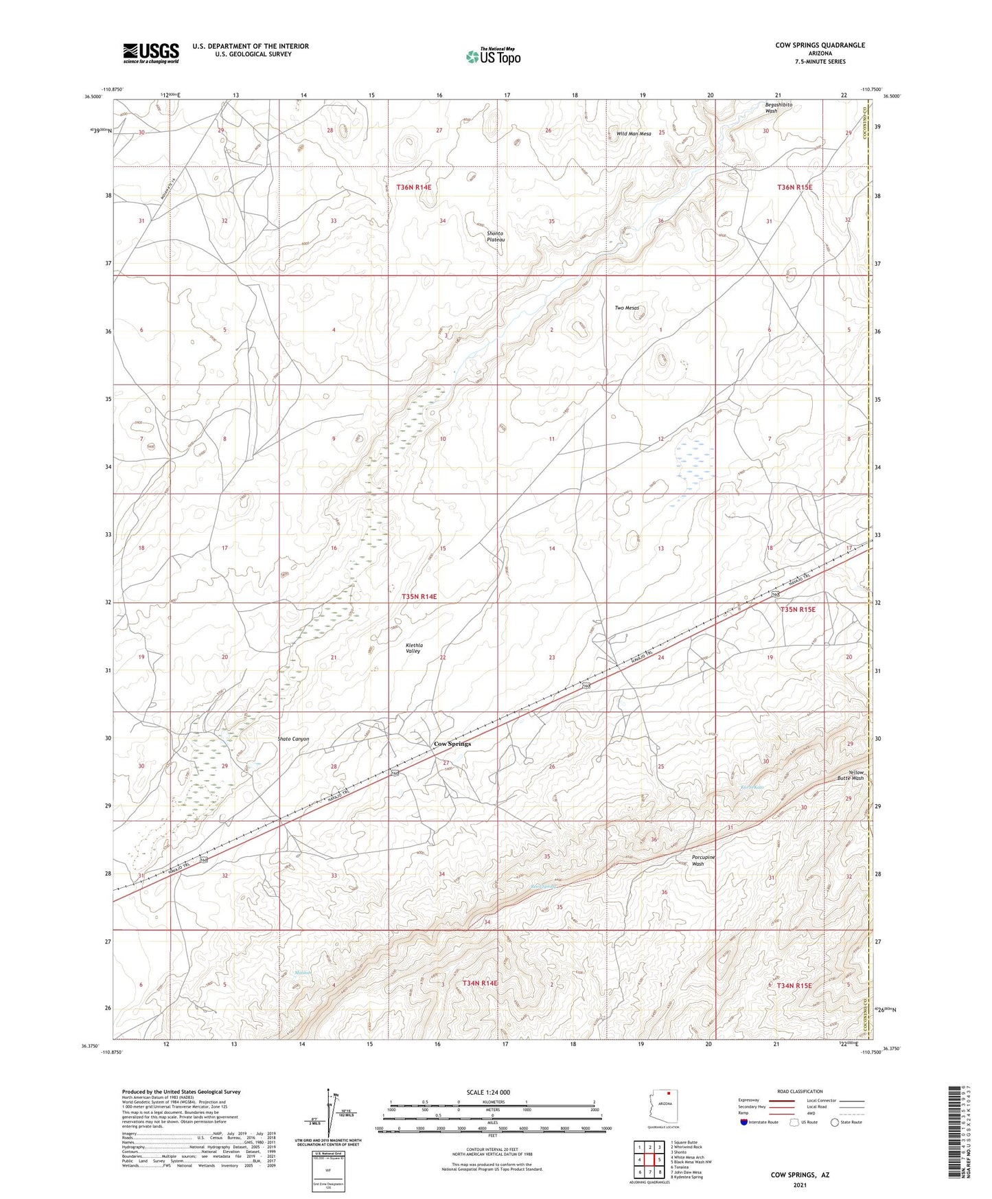 Cow Springs Arizona US Topo Map Image