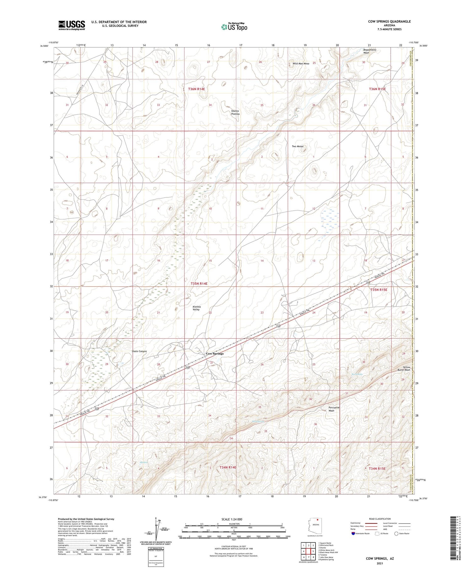 Cow Springs Arizona US Topo Map Image