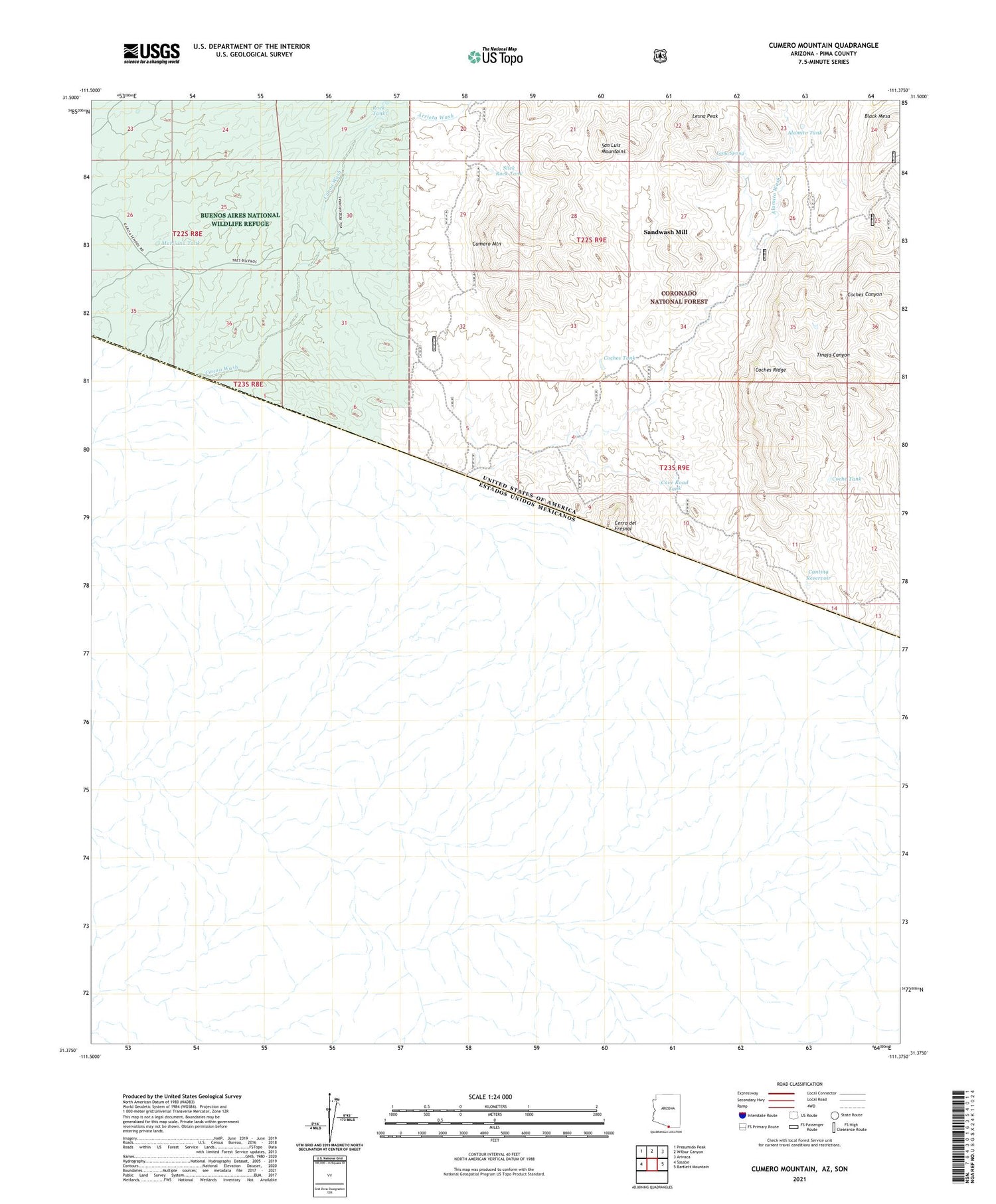 Cumero Mountain Arizona US Topo Map Image