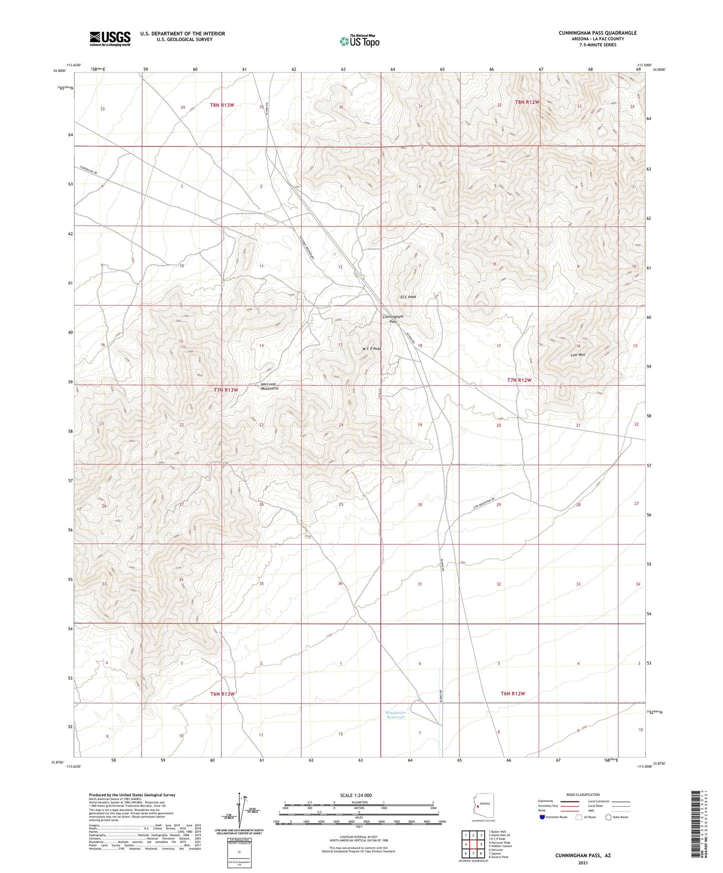 Cunningham Pass Arizona US Topo Map Image