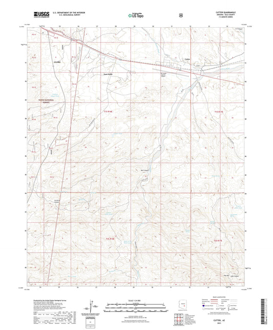 Cutter Arizona US Topo Map Image
