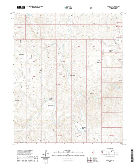 Dagger Peak Arizona US Topo Map Image