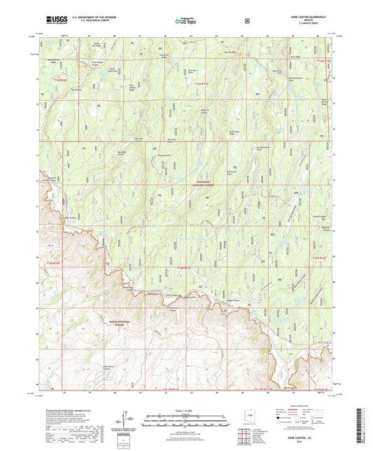 Dane Canyon Arizona US Topo Map Image