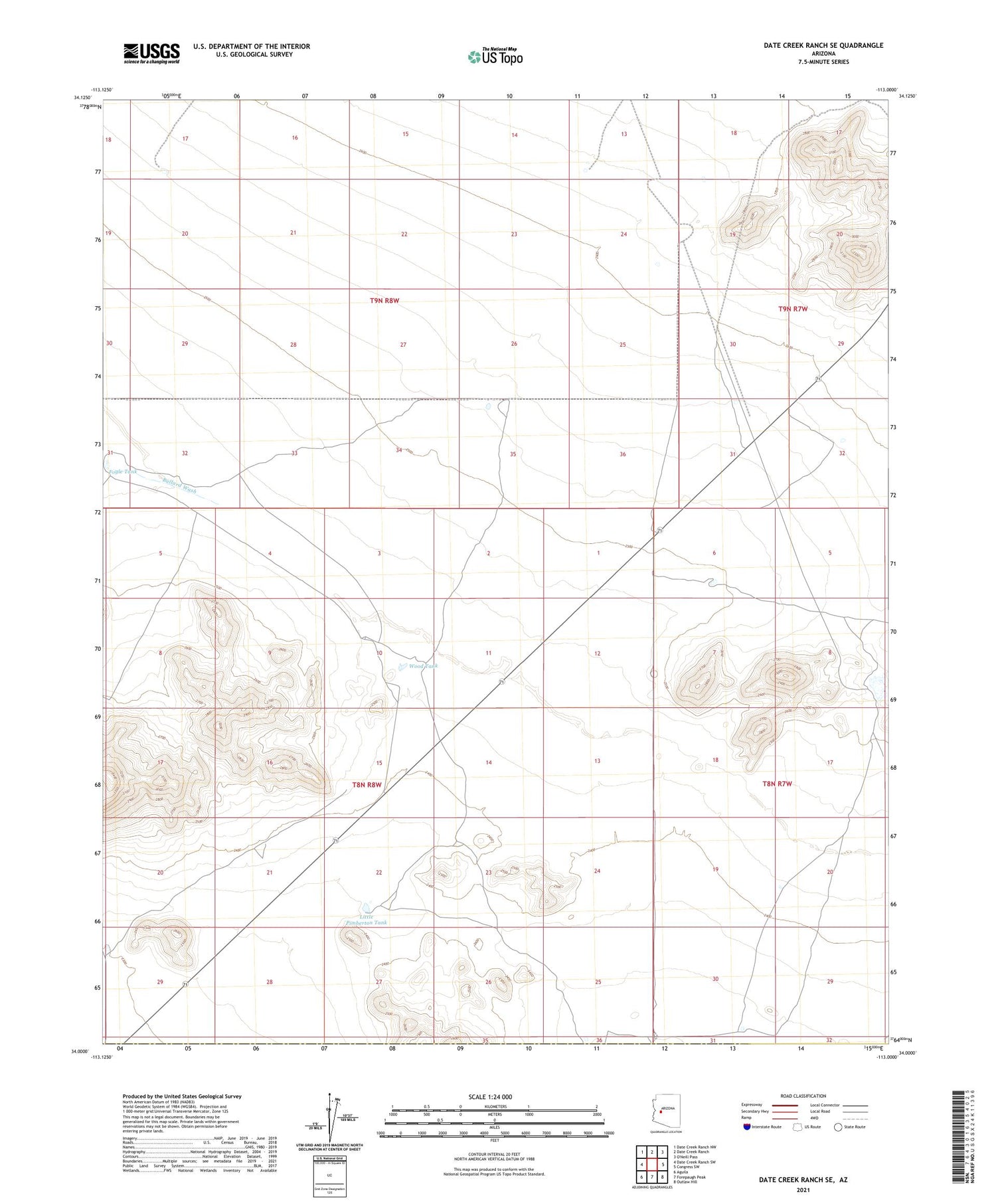 Date Creek Ranch SE Arizona US Topo Map Image