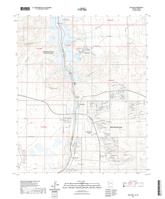Davis Dam Arizona US Topo Map Image