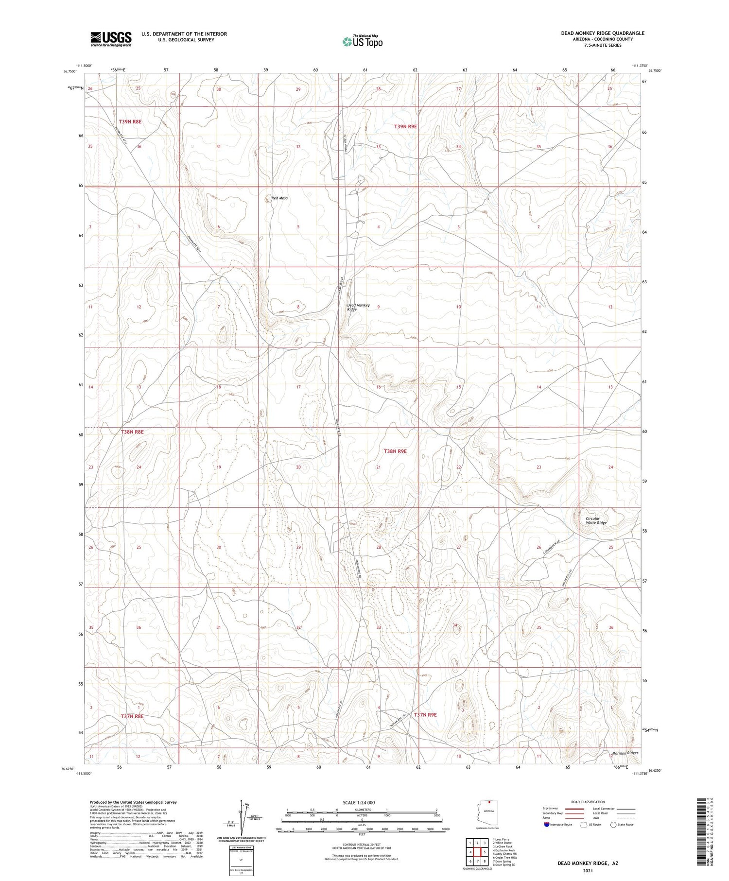 Dead Monkey Ridge Arizona US Topo Map Image