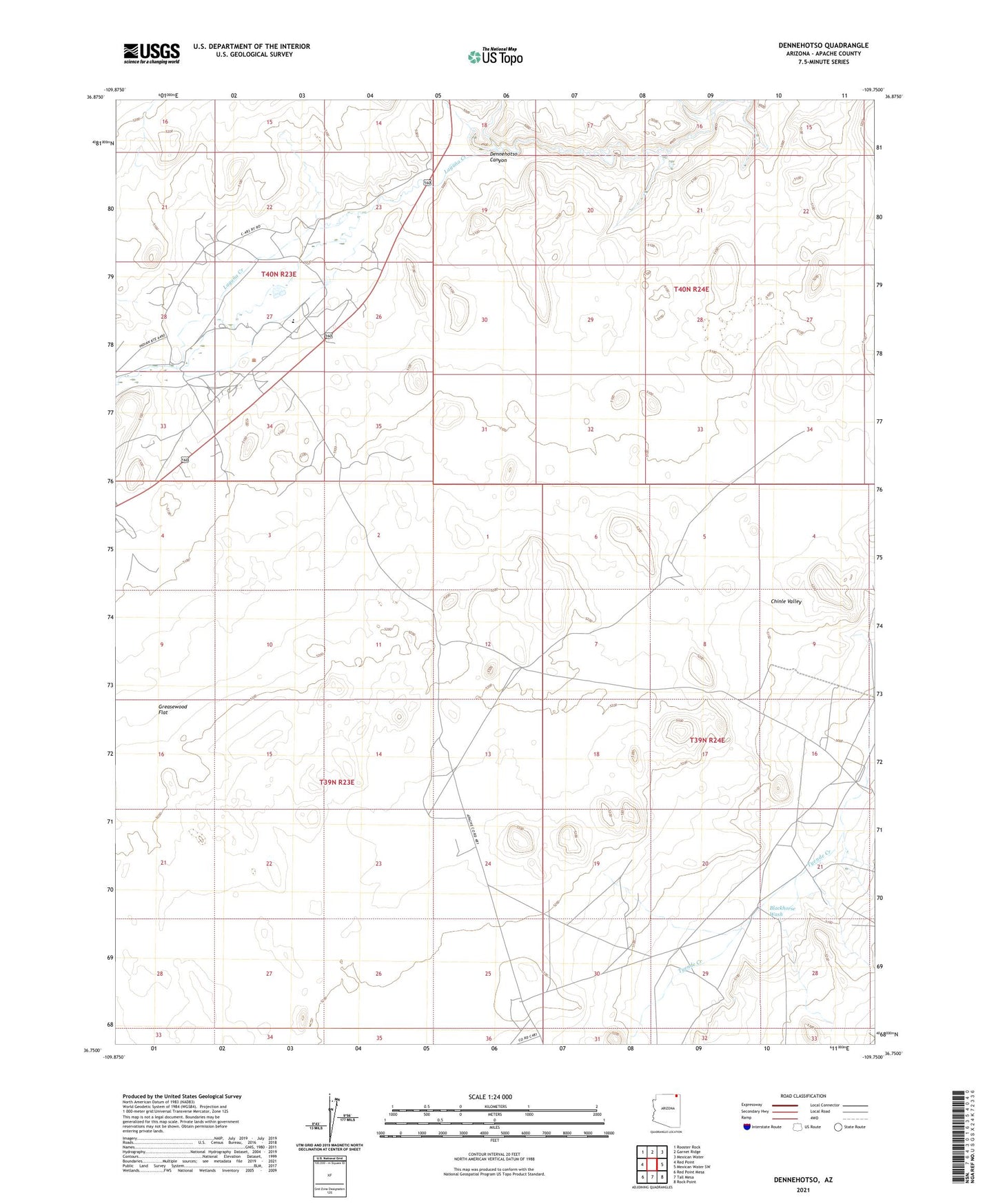 Dennehotso Arizona US Topo Map Image