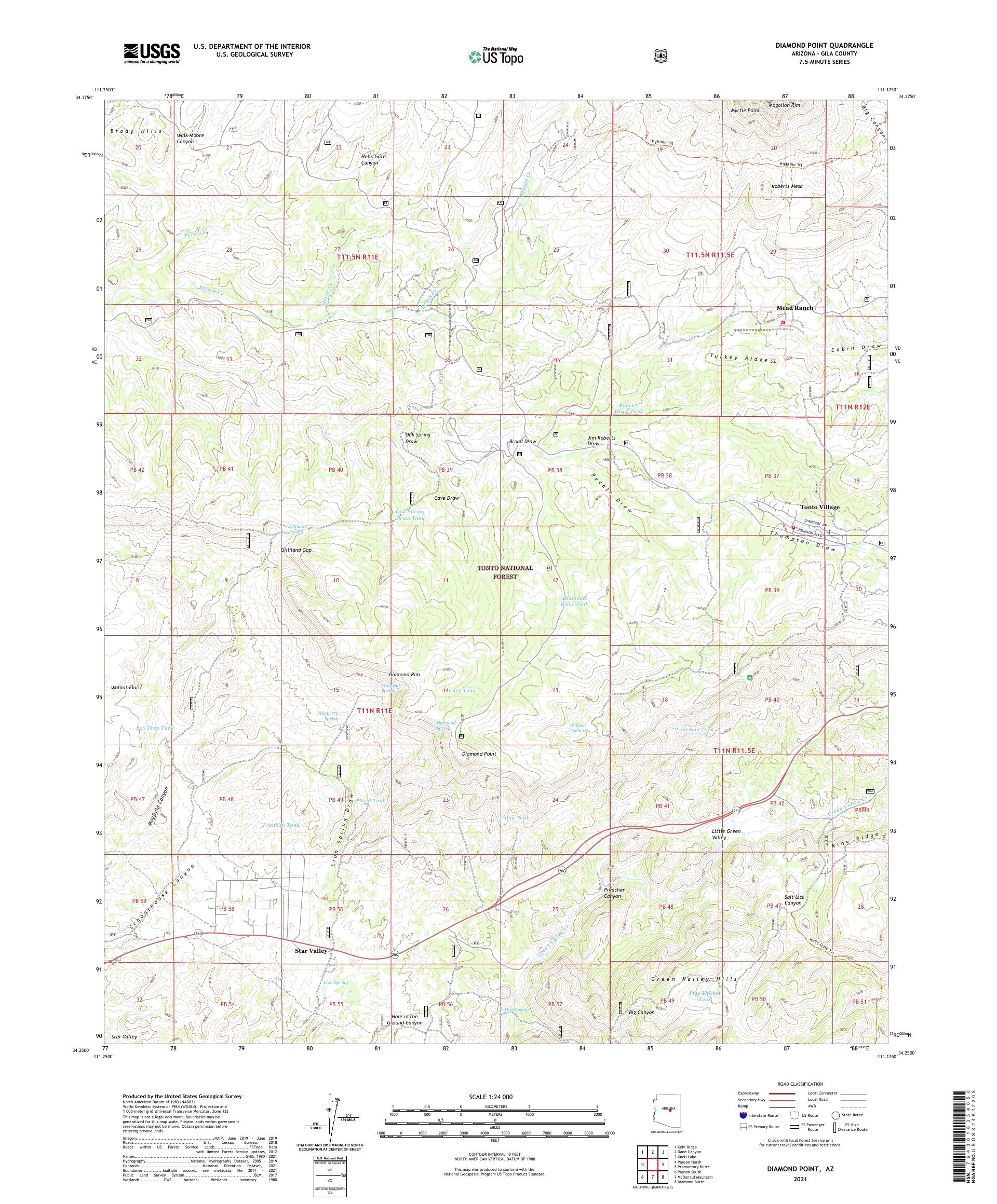 Diamond Point Arizona US Topo Map – MyTopo Map Store