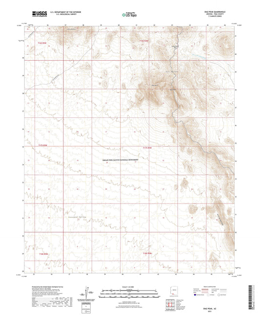 Diaz Peak Arizona US Topo Map Image
