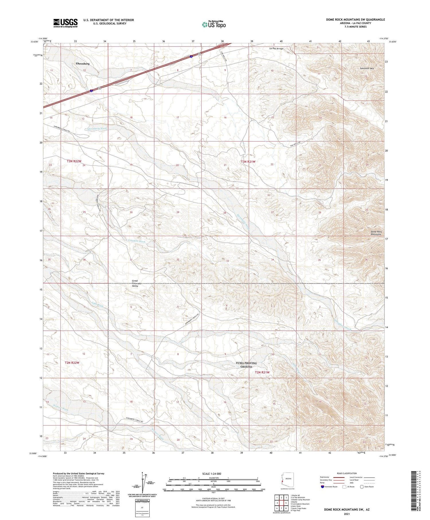 Dome Rock Mountains SW Arizona US Topo Map Image