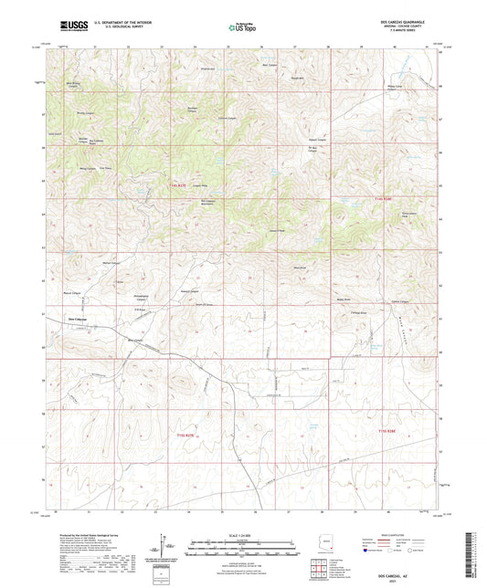 Dos Cabezas Arizona US Topo Map Image
