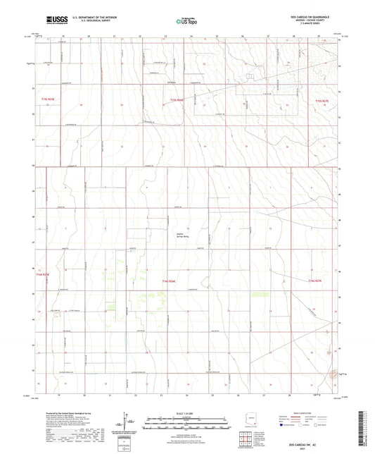 Dos Cabezas SW Arizona US Topo Map Image