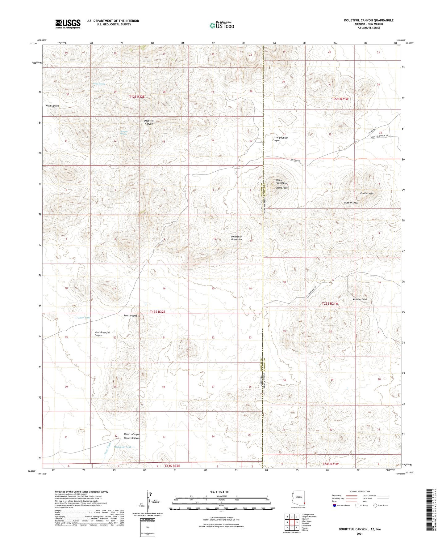 Doubtful Canyon Arizona US Topo Map Image