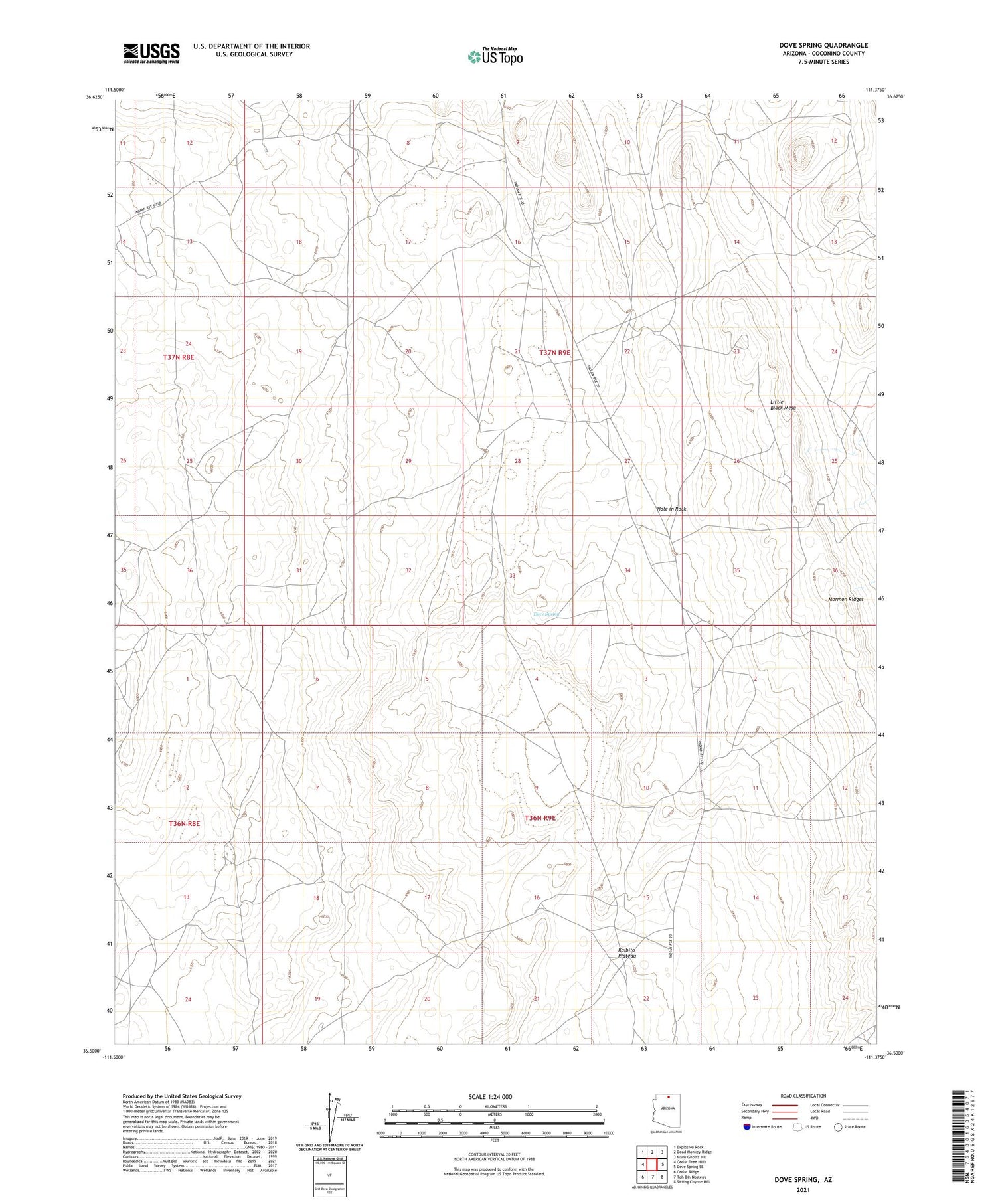 Dove Spring Arizona US Topo Map Image