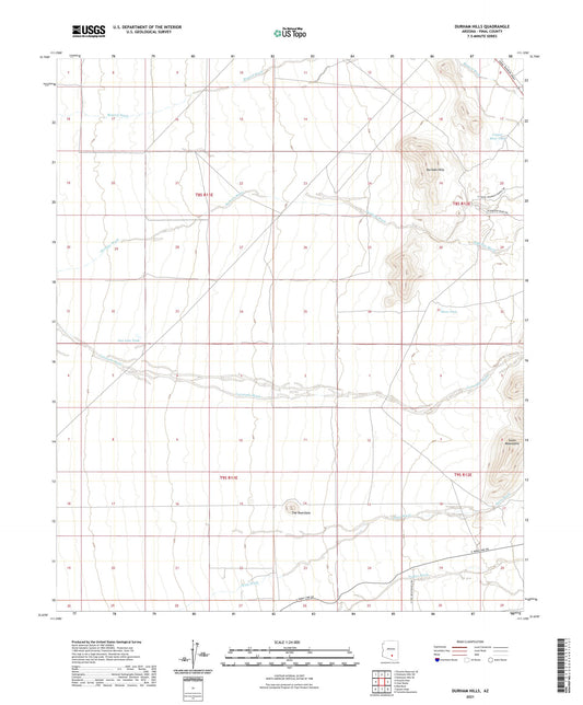 Durham Hills Arizona US Topo Map Image