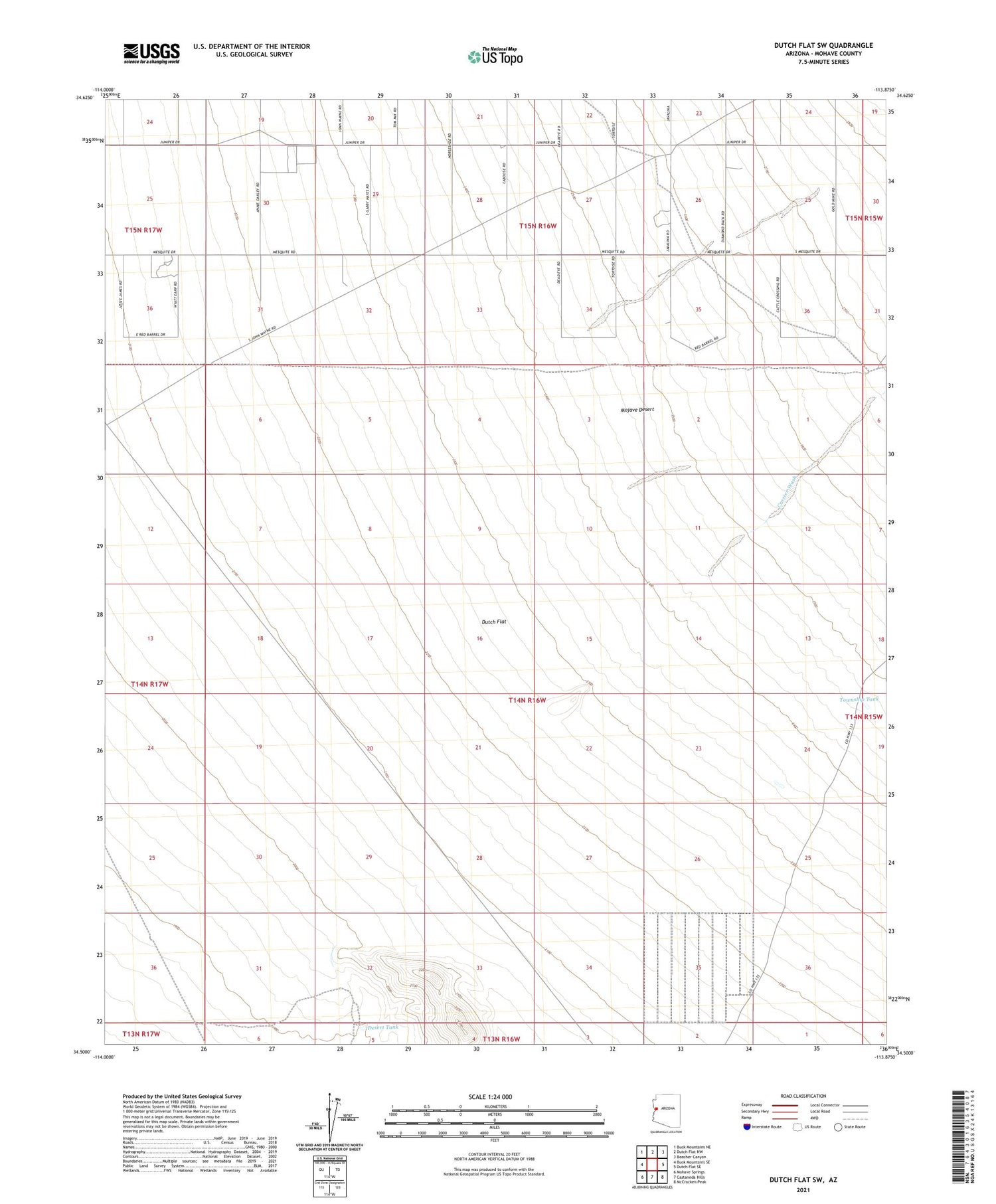 Dutch Flat SW Arizona US Topo Map Image