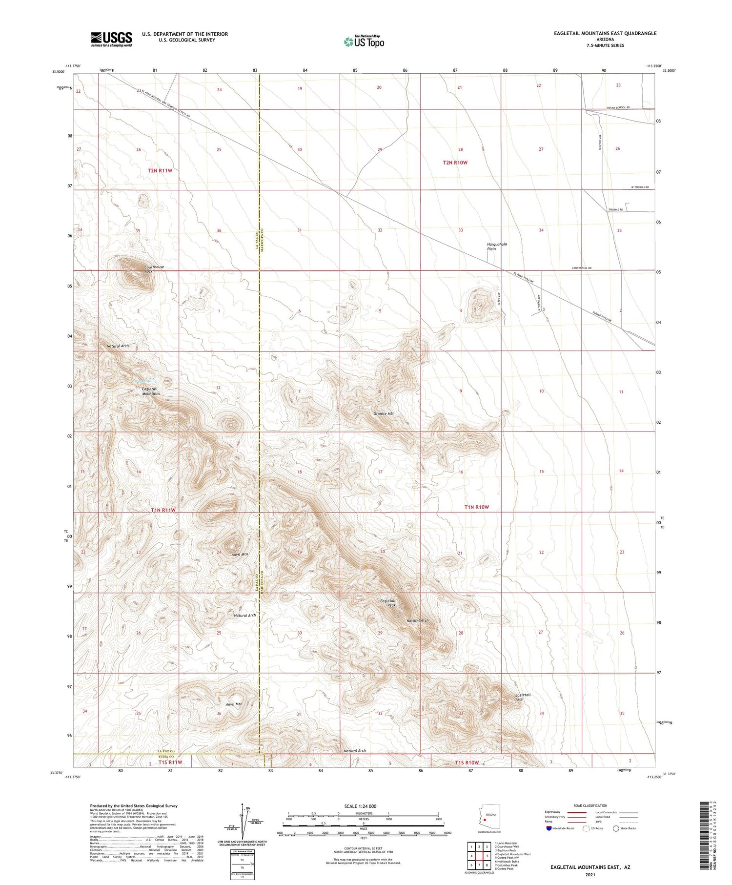 Eagletail Mountains East Arizona US Topo Map Image