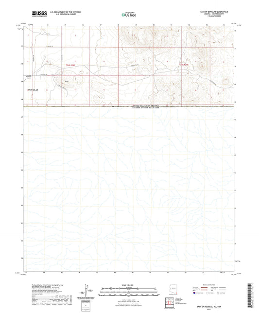 East of Douglas Arizona US Topo Map Image