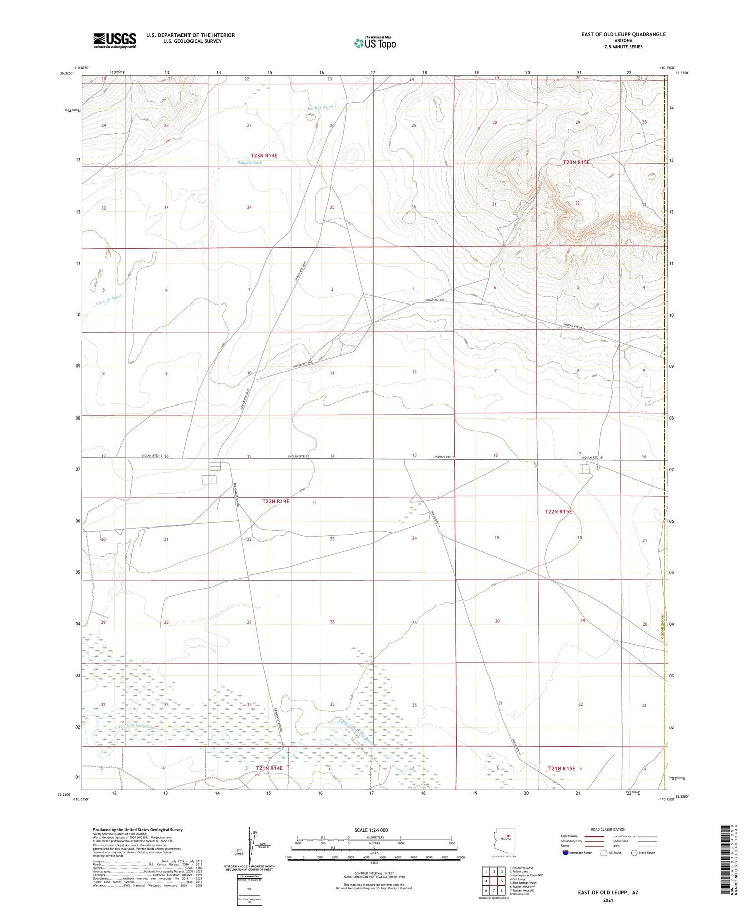 East of Old Leupp Arizona US Topo Map Image