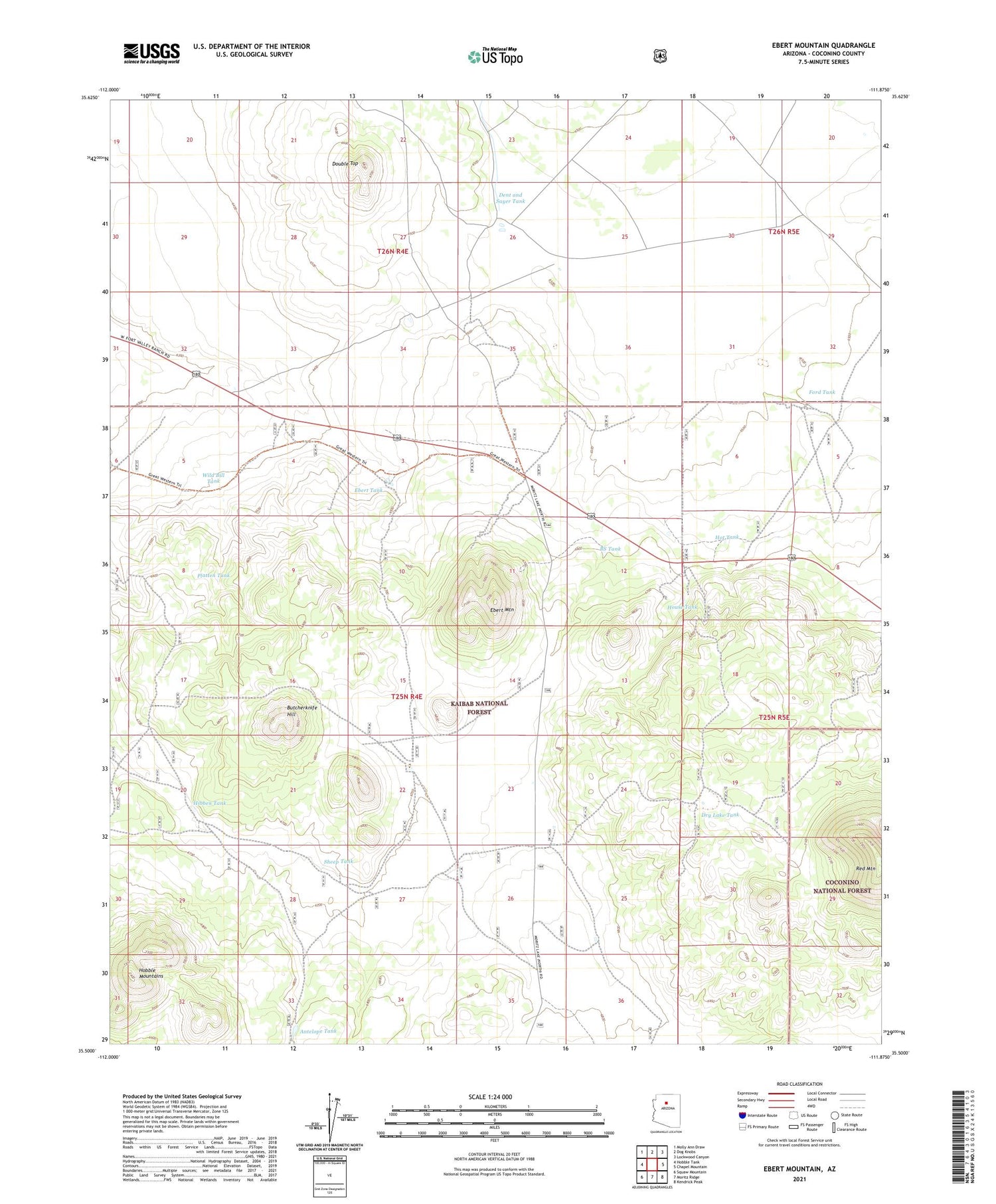 Ebert Mountain Arizona US Topo Map Image