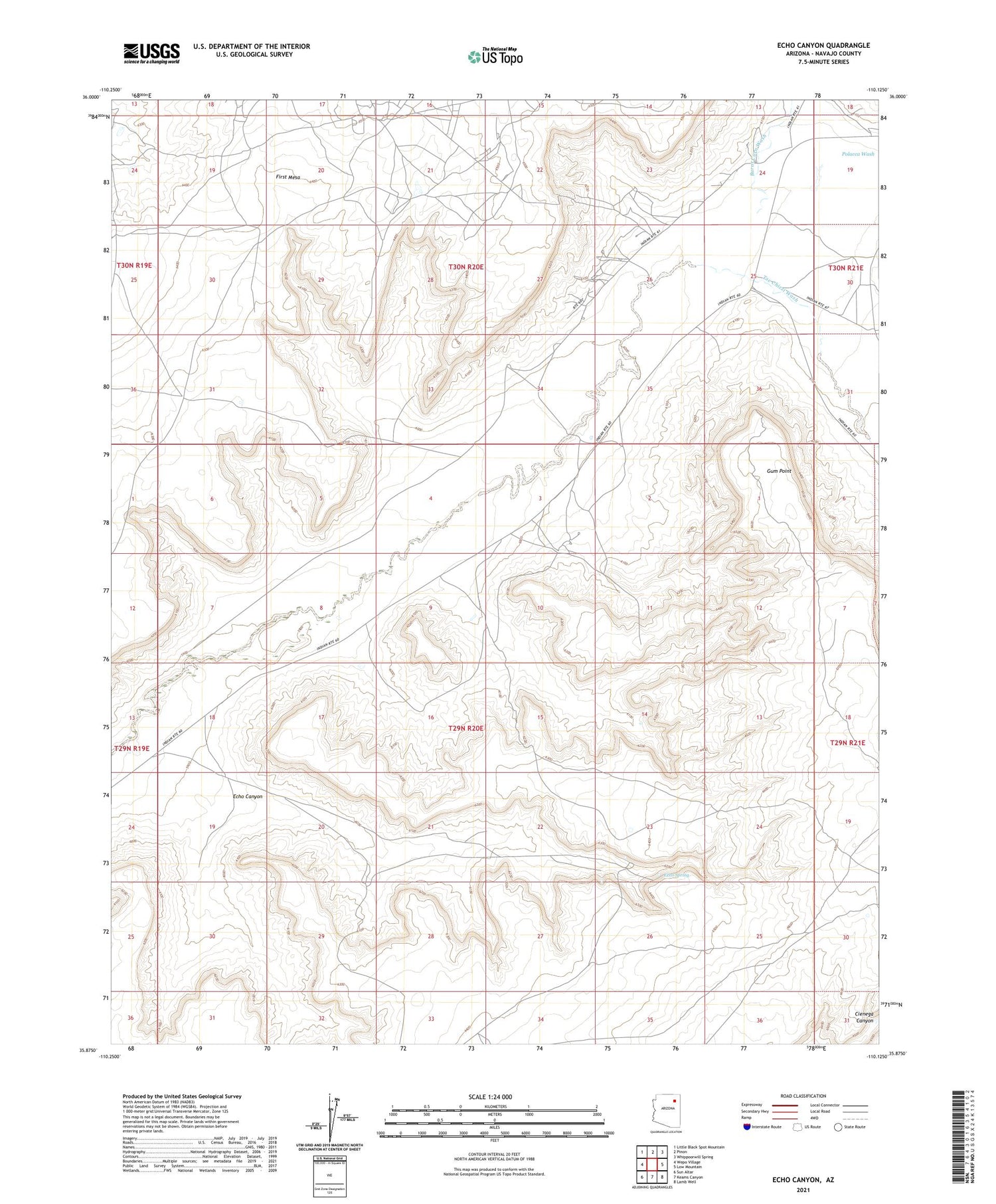 Echo Canyon Arizona US Topo Map Image