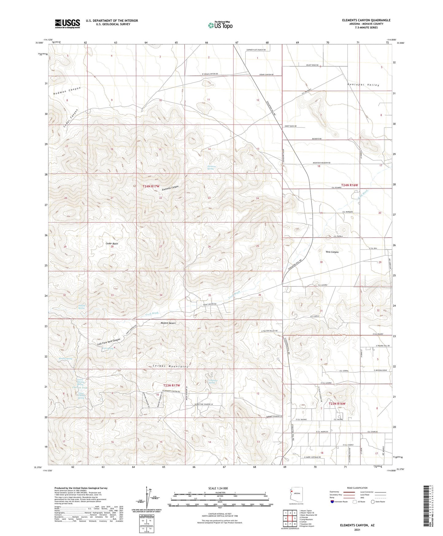 Elements Canyon Arizona US Topo Map Image