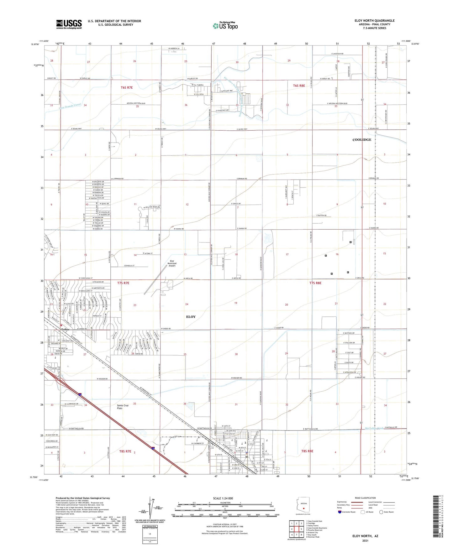 Eloy North Arizona US Topo Map Image
