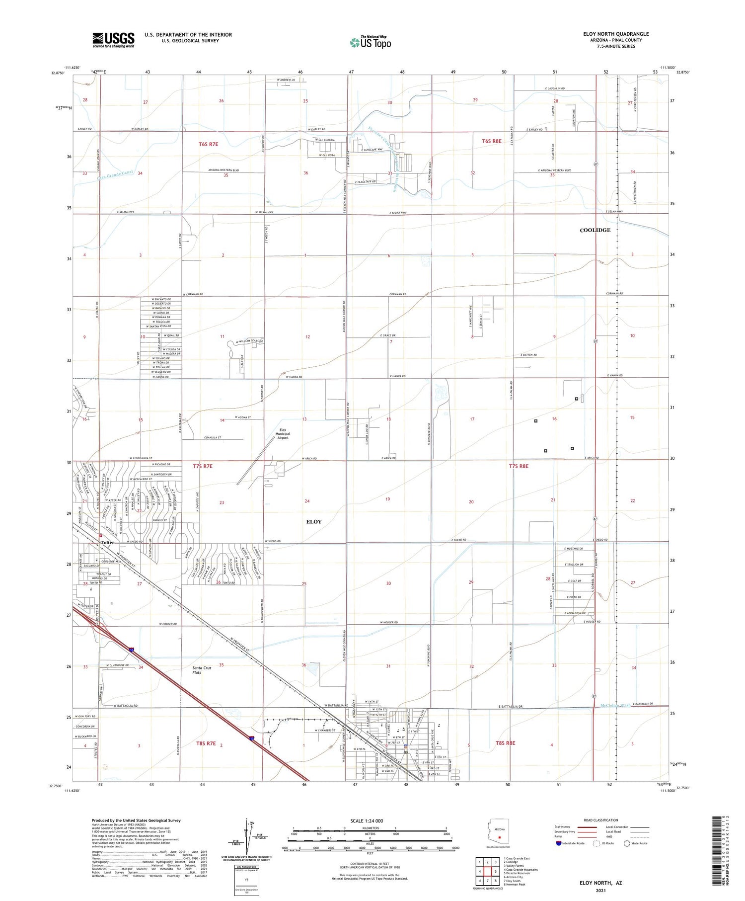 Eloy North Arizona US Topo Map Image