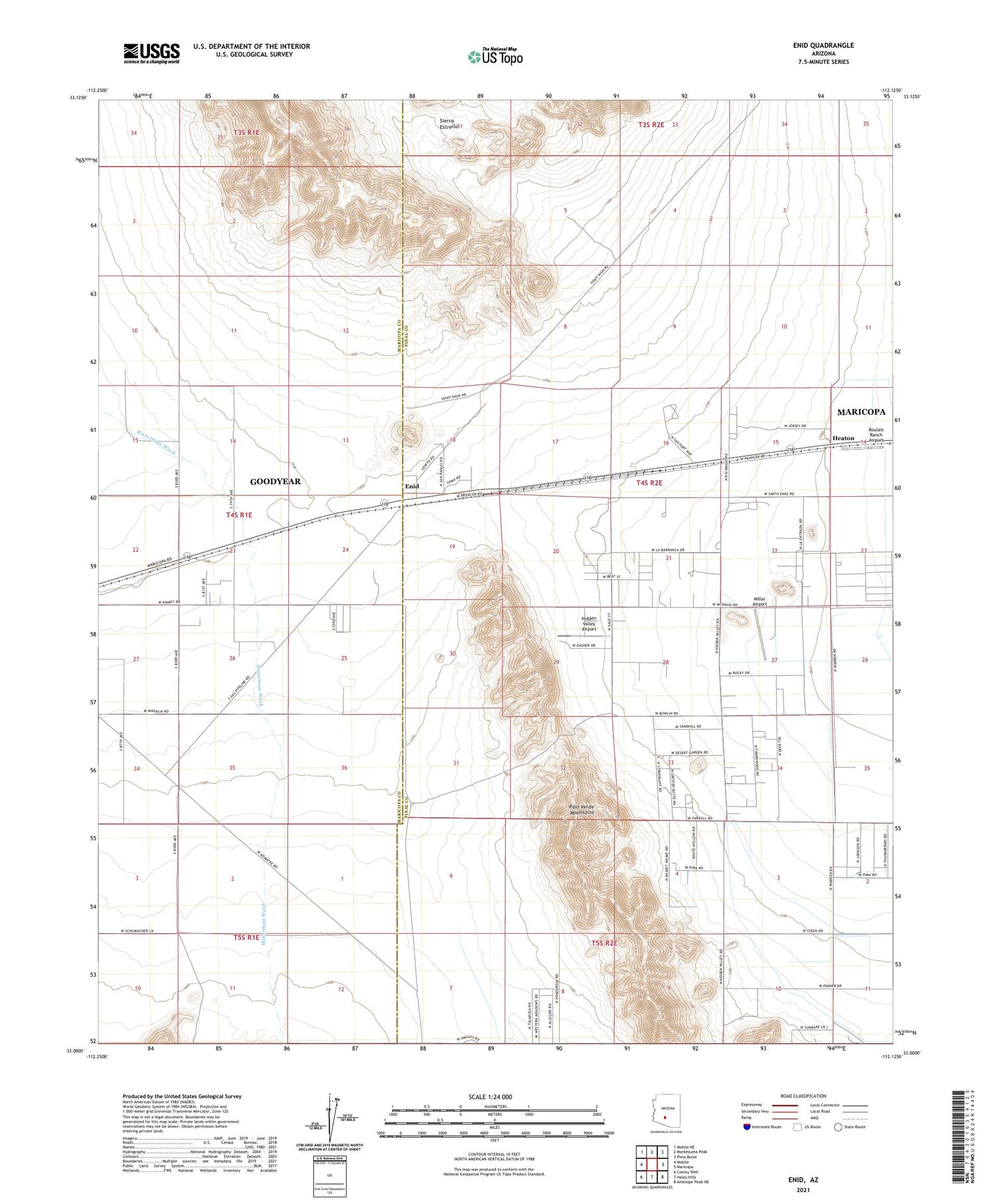 Enid Arizona US Topo Map Image