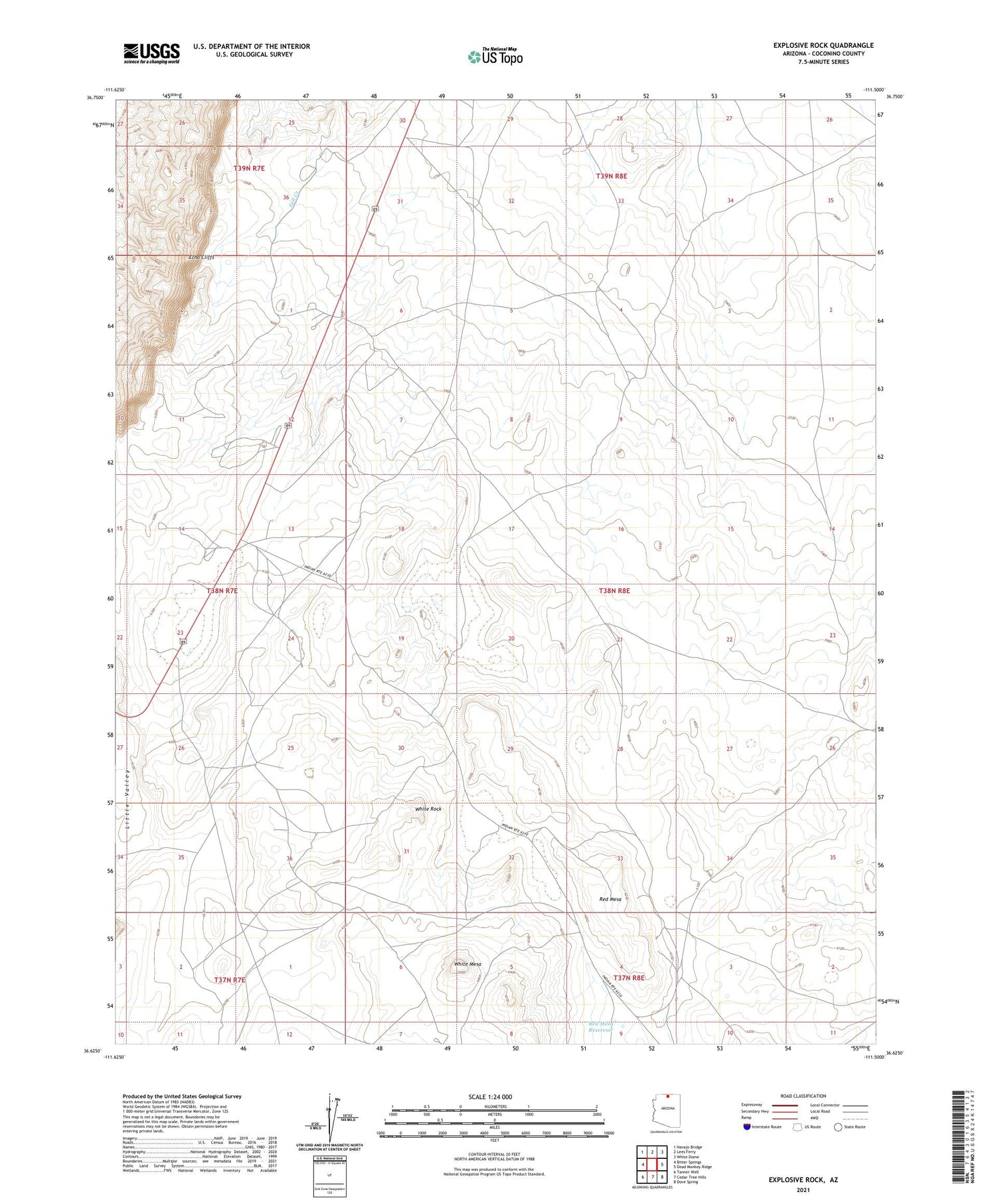 Explosive Rock Arizona US Topo Map Image