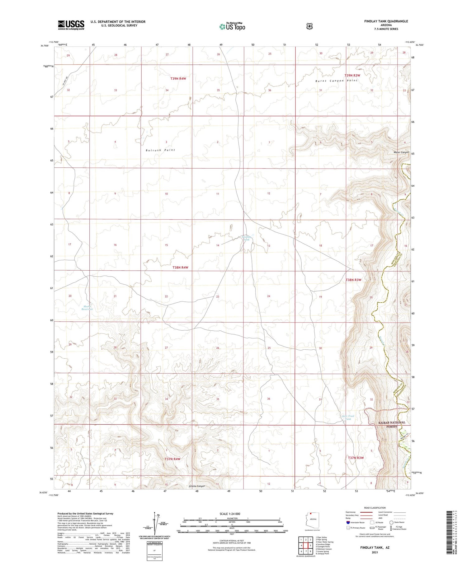Findlay Tank Arizona US Topo Map Image