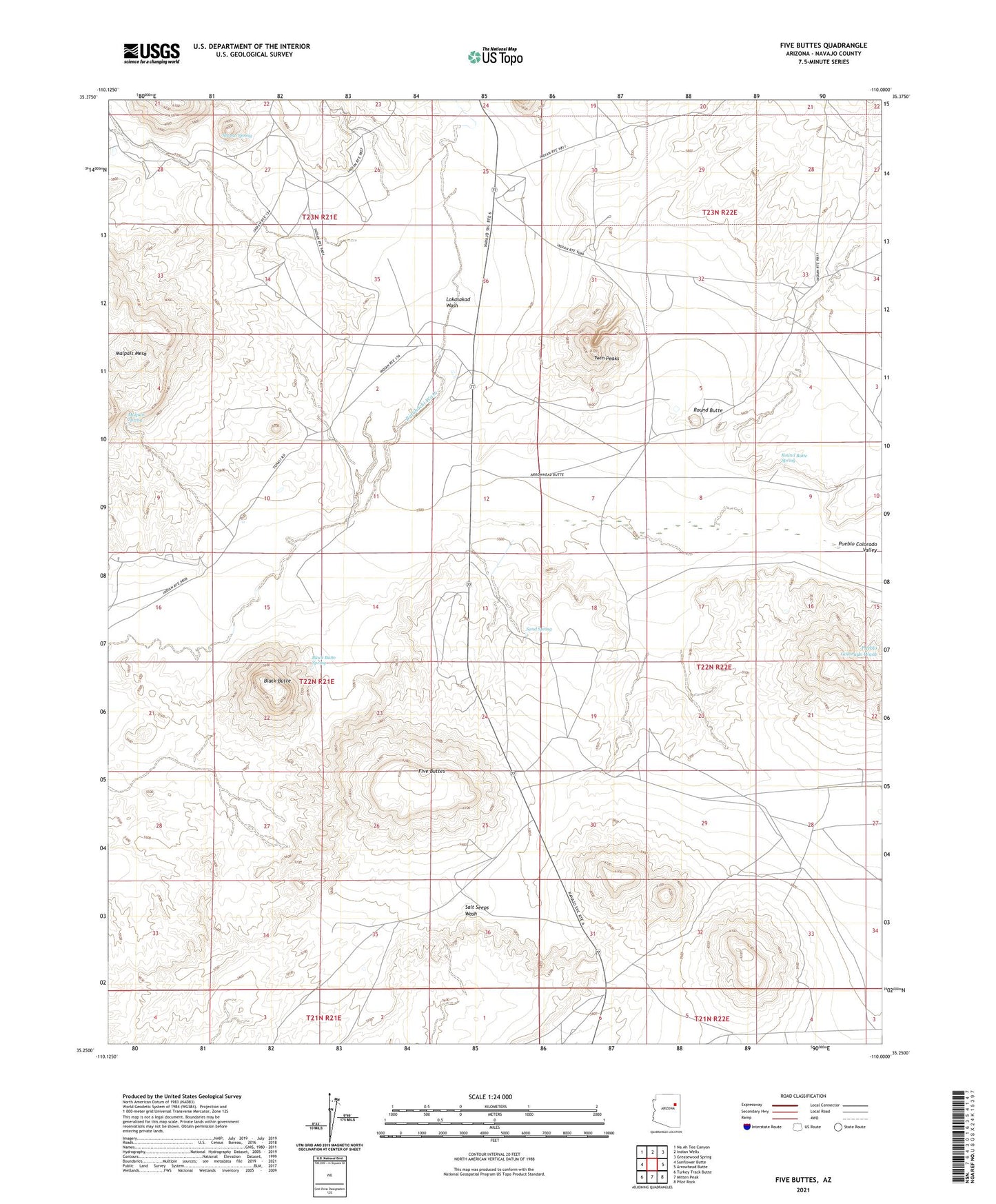 Five Buttes Arizona US Topo Map Image